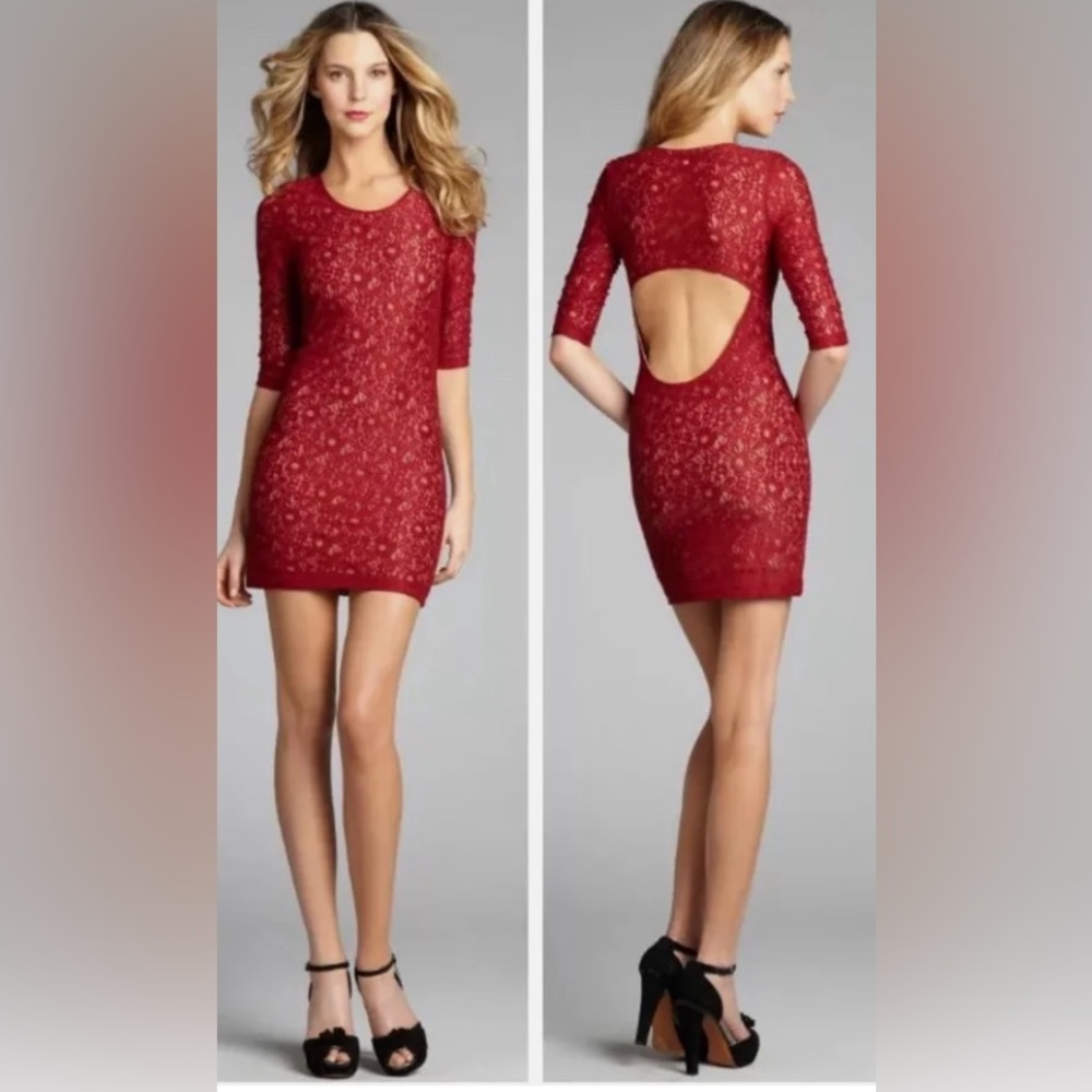 Lovers + Friends - Sway Burgundy Lace Bodycon Dress